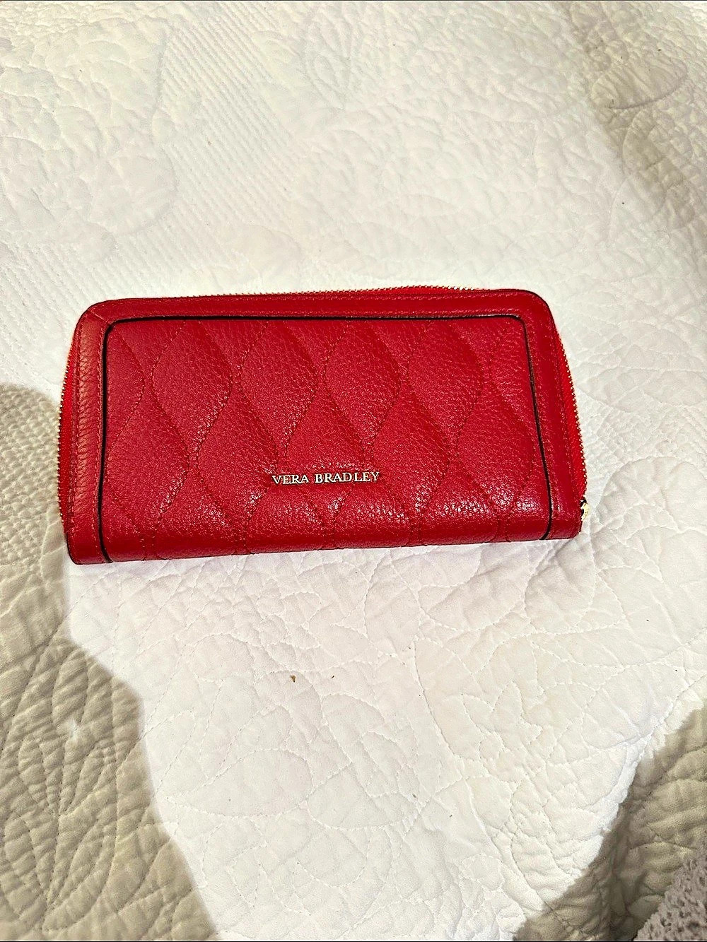 Vera Bradley Quilted Zip-Around Wallet in Red Like New